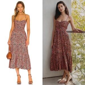 A.L.C. Lilah Floral Midi Dress in Coral Multi Size 8